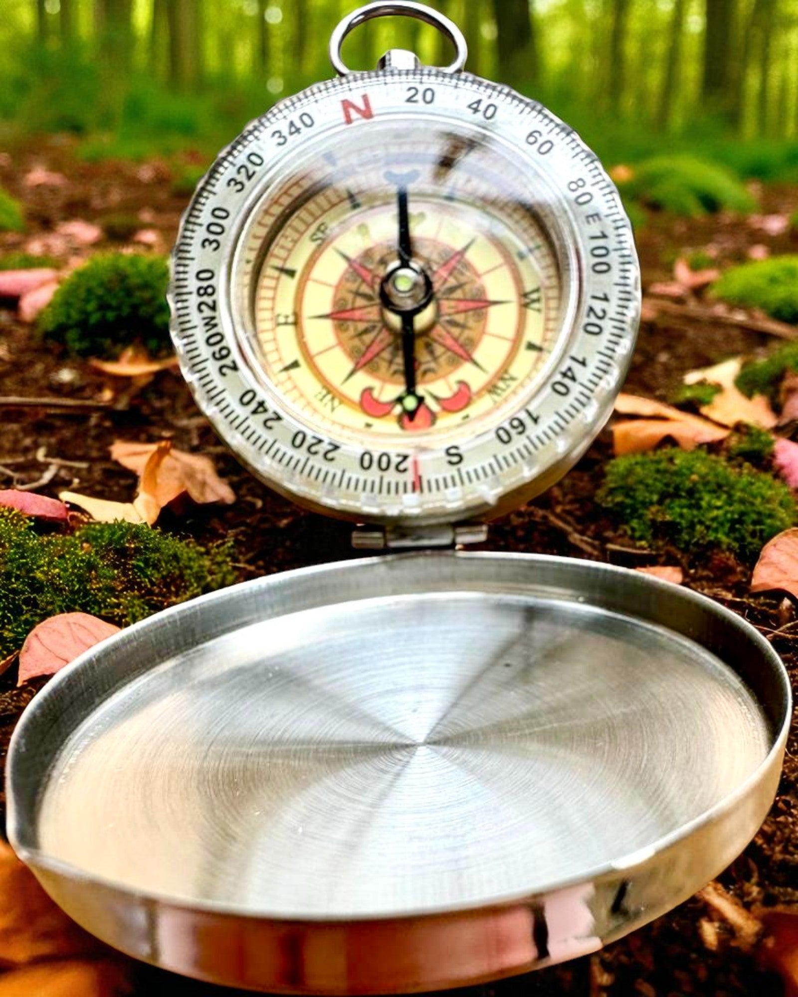 Vedenpitävä Messinkikompassi Hehkuvalla Efektillä - Välttämätön Vaelluksille ja Leirintään, personointi kaiverruksella