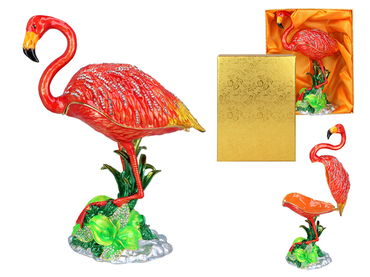 Flamingo-metallirasia, personoitavissa kaiverruksella, koristeellinen ja ihanteellinen lahja, korkeus 22 cm