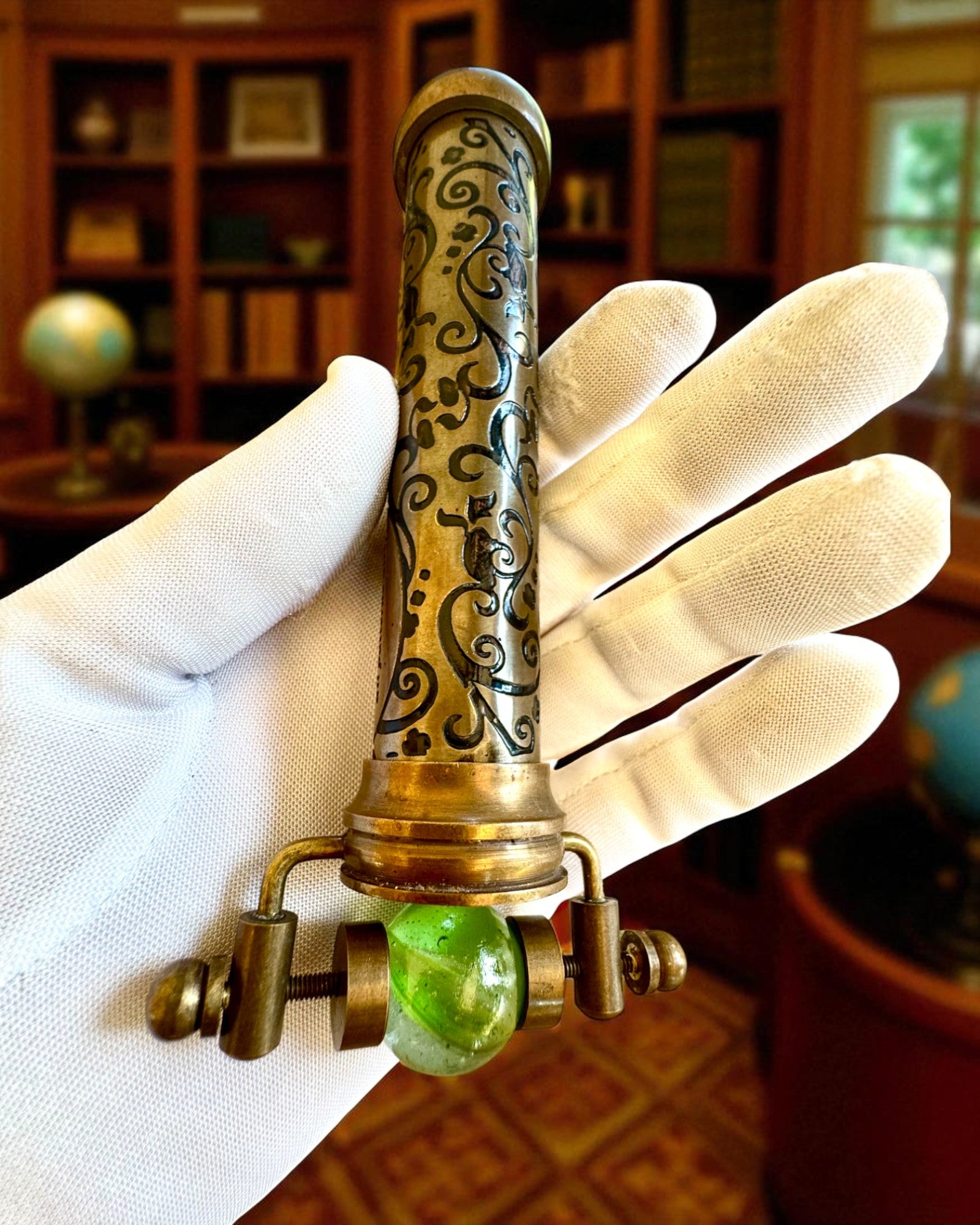 Kaleidoskooppi Vintage „Emerald Dreams”, 15 cm – käsintehty, mahdollisuus personointiin kaiverruksella lahjaksi