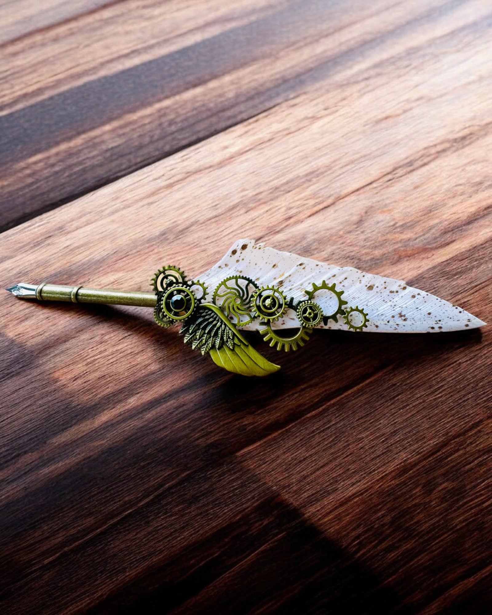 Kalligrafiakynä "Steampunk-tyylinen Eleganssi" Kalkkunan Sulalla - Käsintehty, 5 vaihtoehtoa valittavana, personointi kaiverruksella lahjaksi