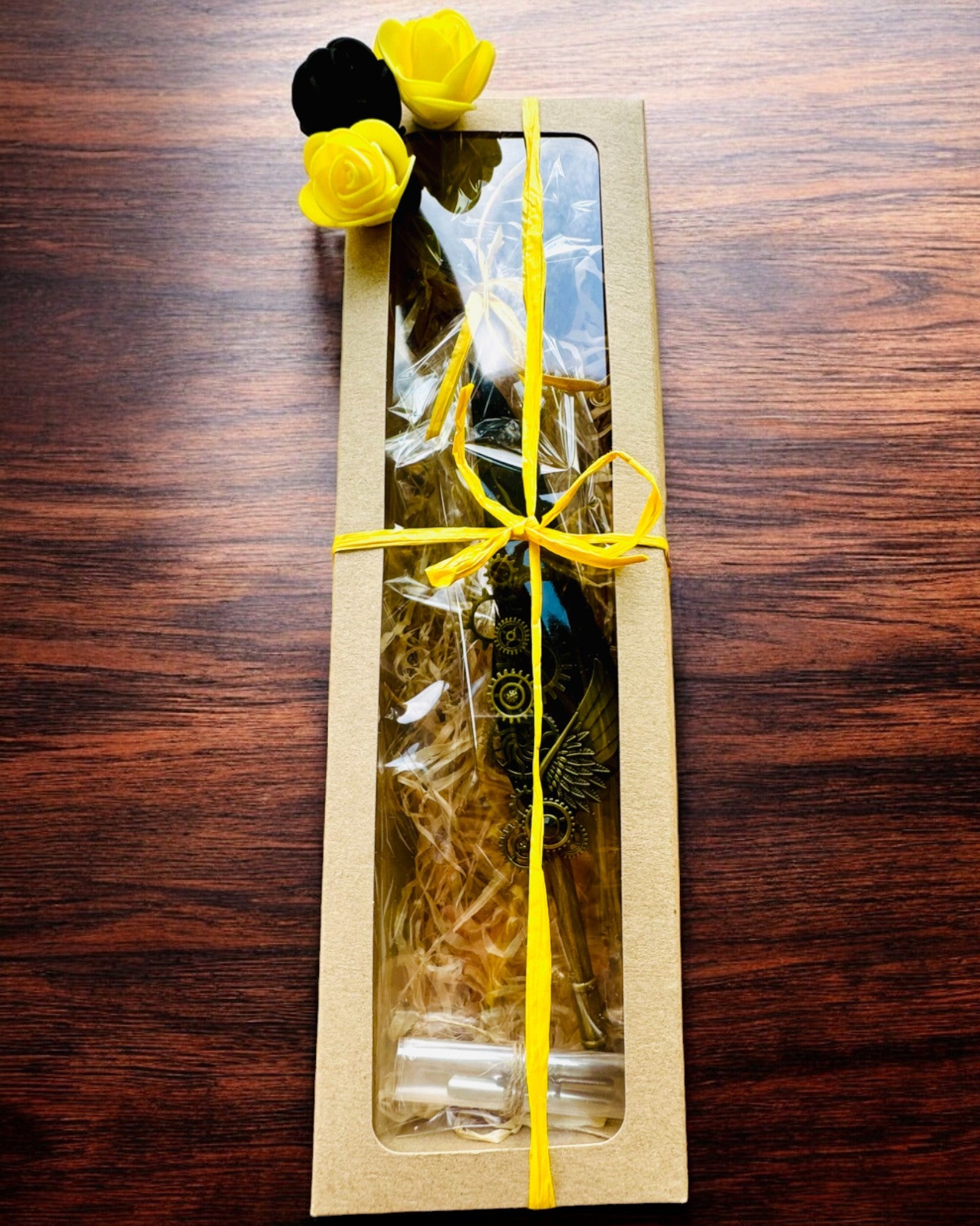 Kalligrafiakynä "Steampunk-tyylinen Eleganssi" Kalkkunan Sulalla - Käsintehty, 5 vaihtoehtoa valittavana, personointi kaiverruksella lahjaksi