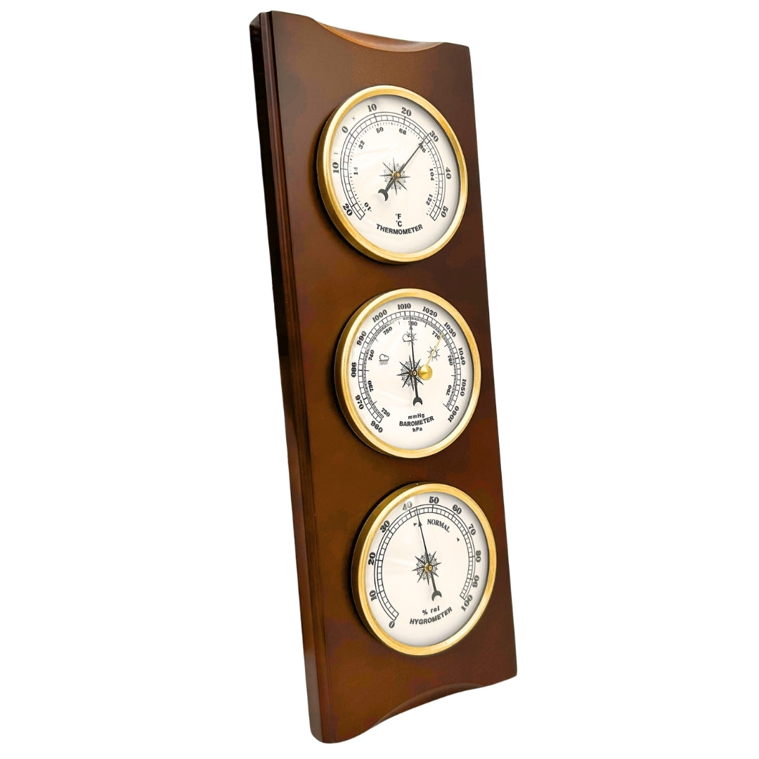 Elegancka Stacja Pogody – Barometr Termometr Higrometr 36cm Retro - YG336