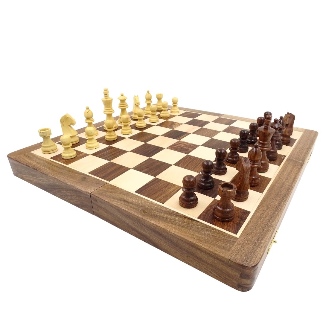 Drewniane Szachy 40×40 cm– niewielka wada – Składana Szachownica - G114