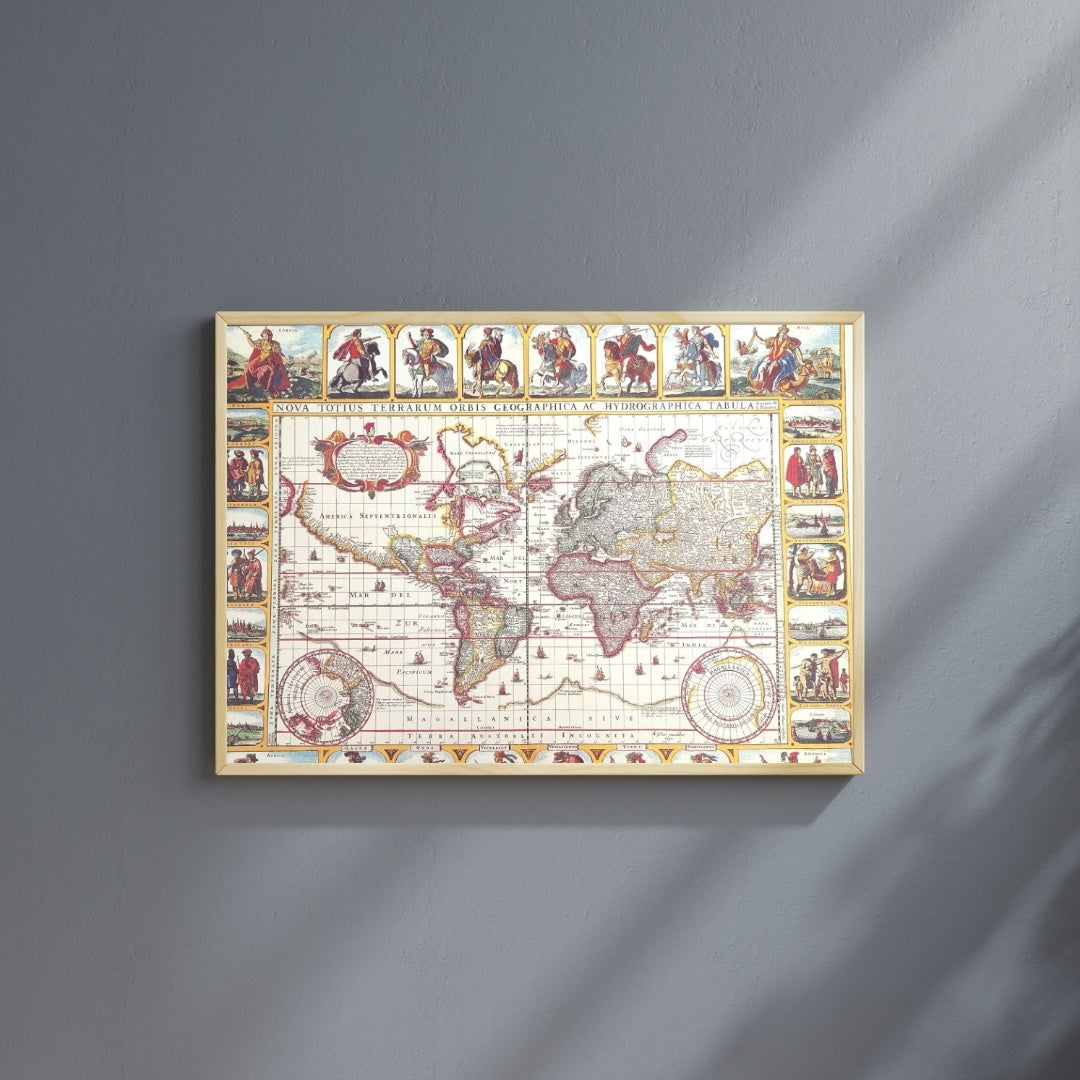 Historyczna Mapa Świata Piscator 1652 r. - wymiary 56 x 45 cm - M1652