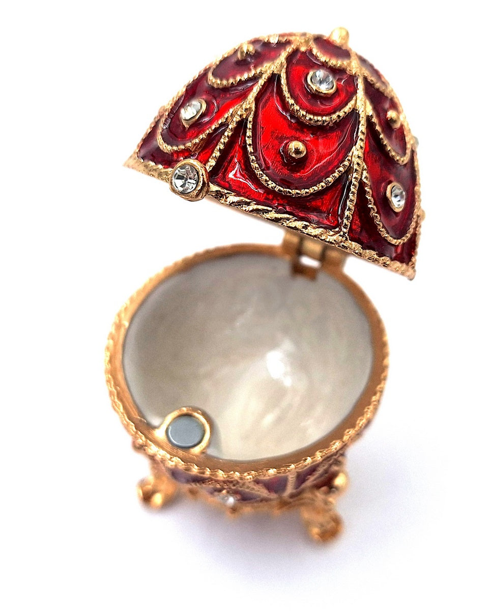 Ekskluzywna metalowa szkatułka z kryształkami - Jajo Fabergé - B0748-17 RD