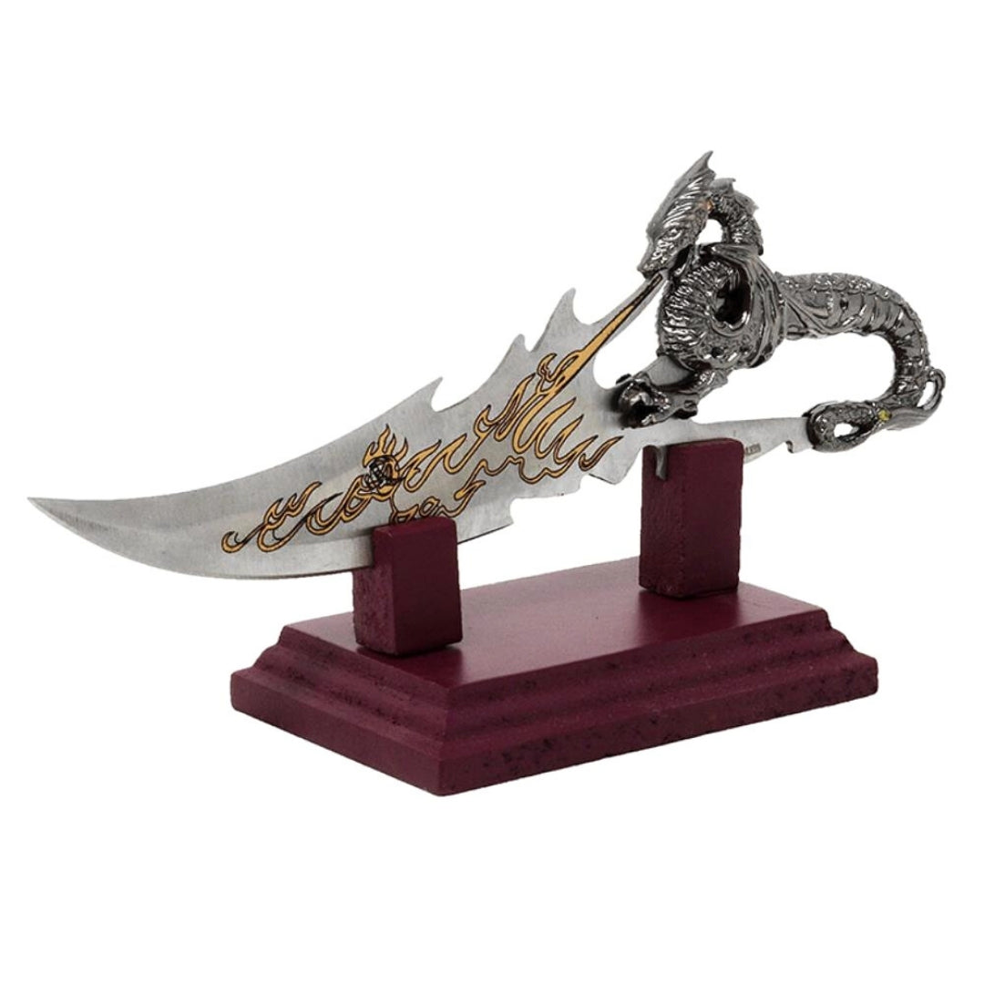 Sztylet dekoracyjny smok na podstawie 19 cm - fantasy - stal nierdzewna – SW-185