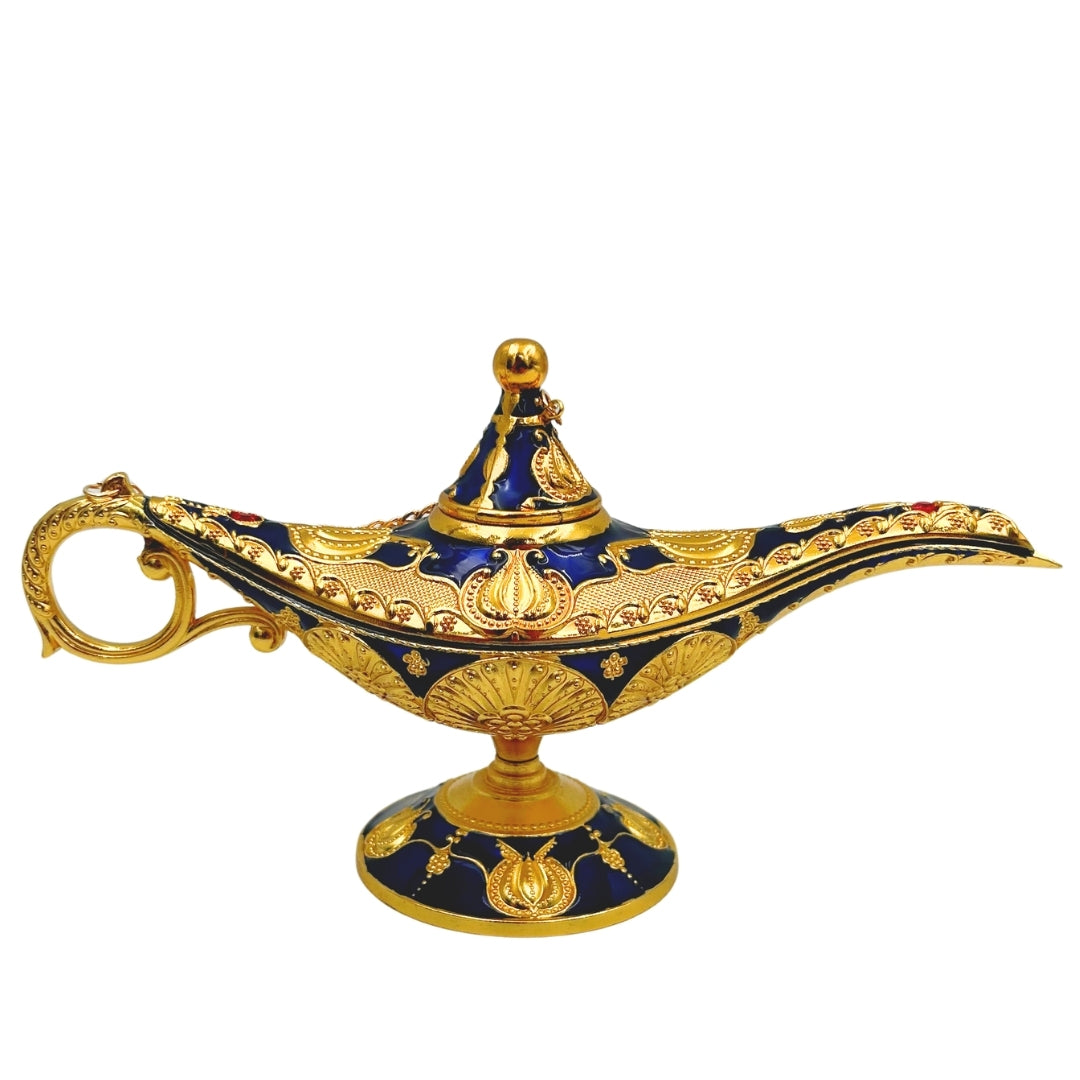 Alladinin LABB-lamppu, jossa on kullanväriset metallikoristeet, tummansininen, 22 x 7 x 11 cm