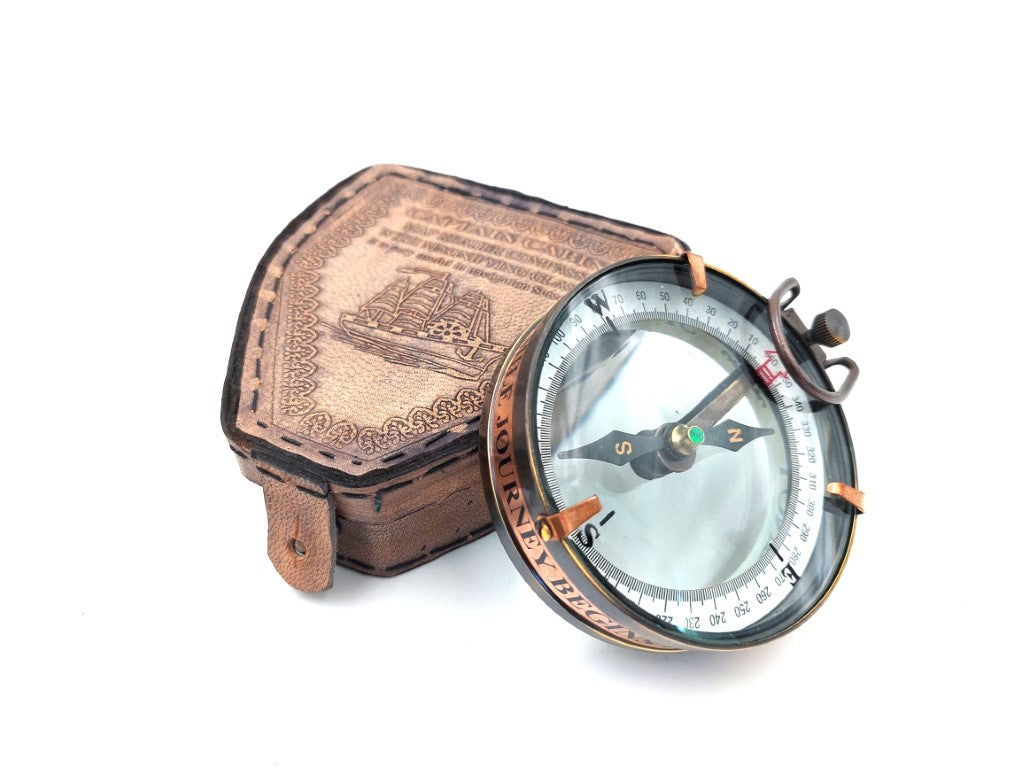 Kompas Magnetyczny - Map Reader w Skórzanym Etui – Retro Gadżet - NC2929