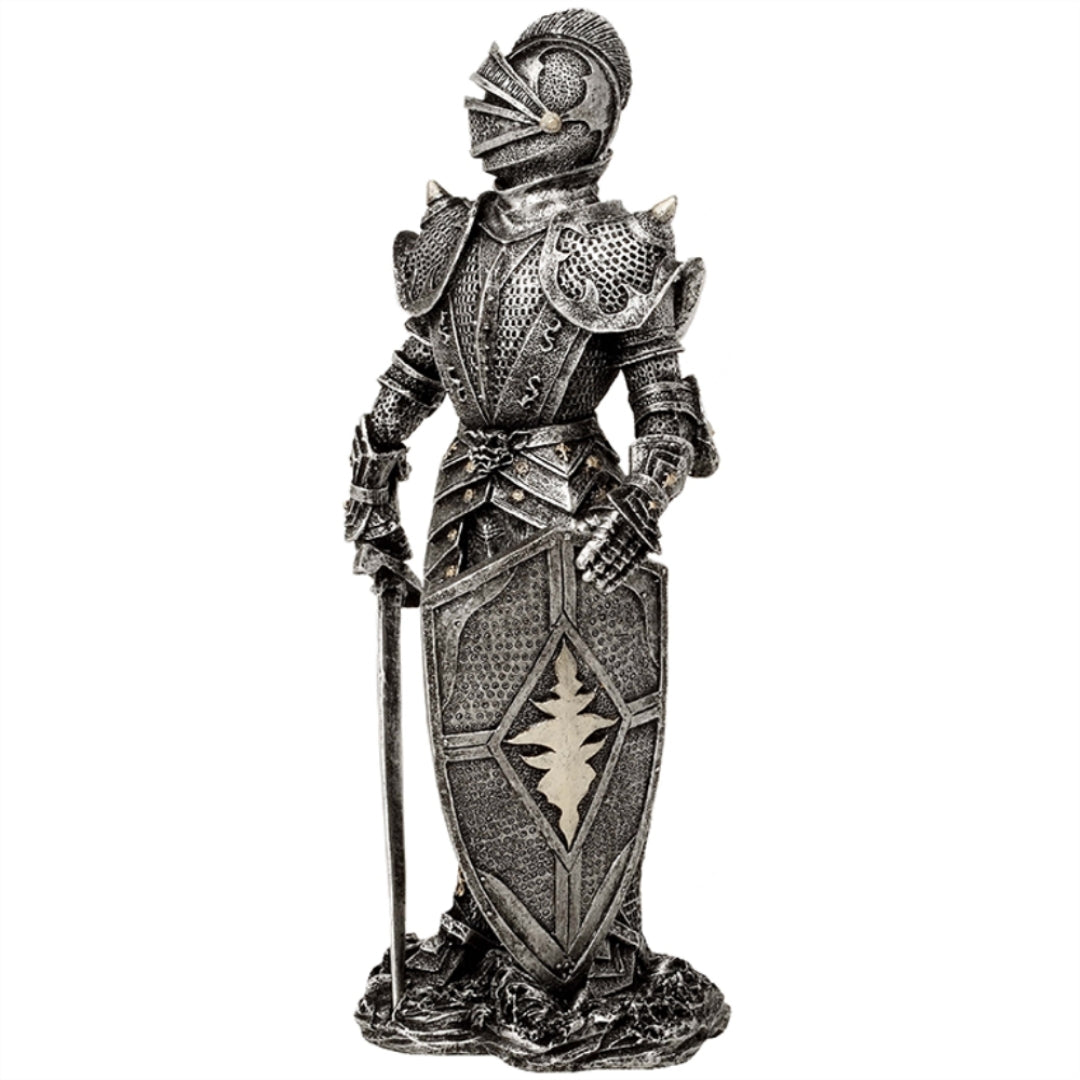 Figurka Dekoracyjna Rycerz w Srebrnej Zbroi Wysokość 30 cm - MC-23053