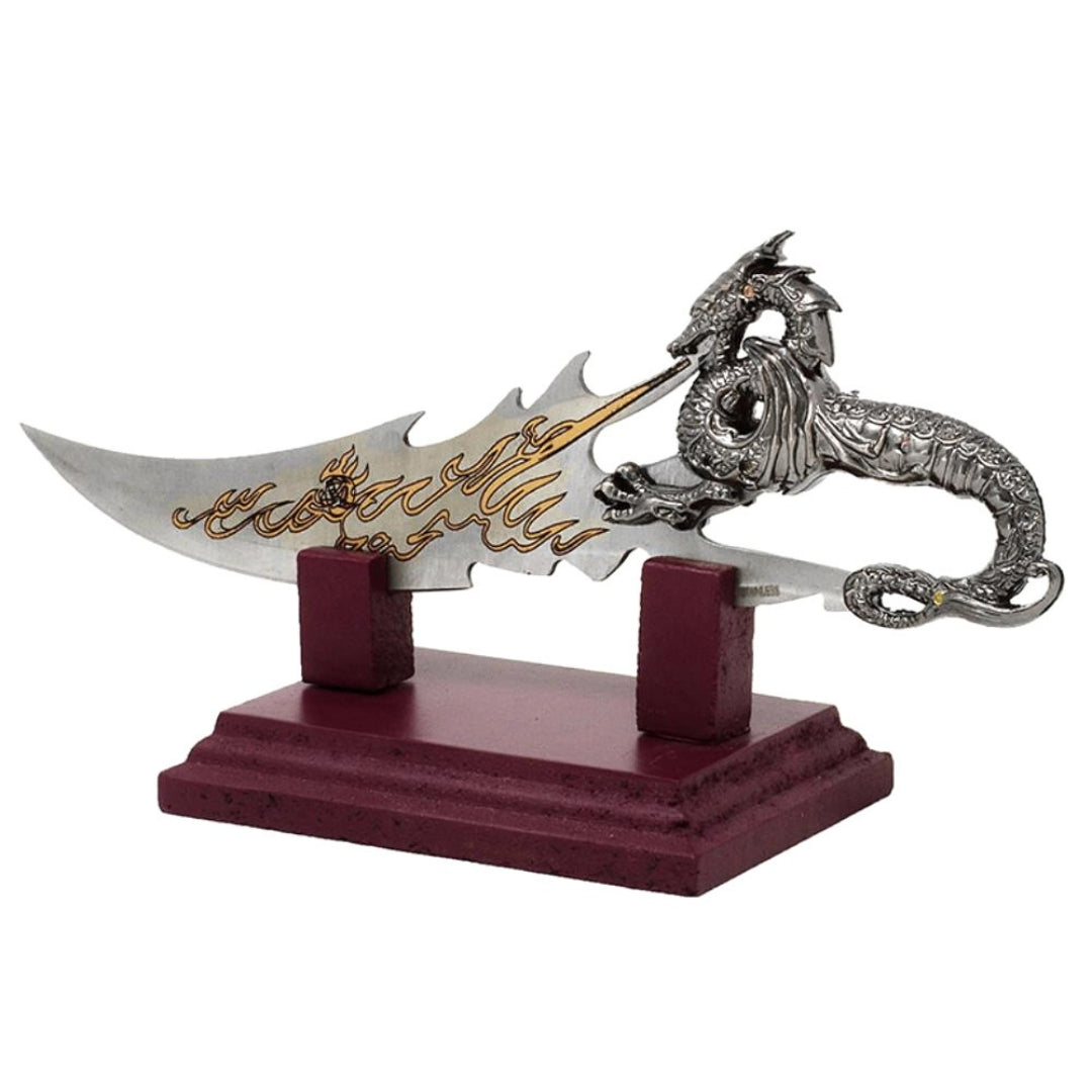 Sztylet dekoracyjny smok na podstawie 19 cm - fantasy - stal nierdzewna – SW-185
