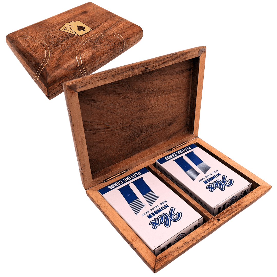 Zestaw 2 Talii Kart w Drewnianym Pudełku – Elegancki Prezent – Vintage – DNU-2791