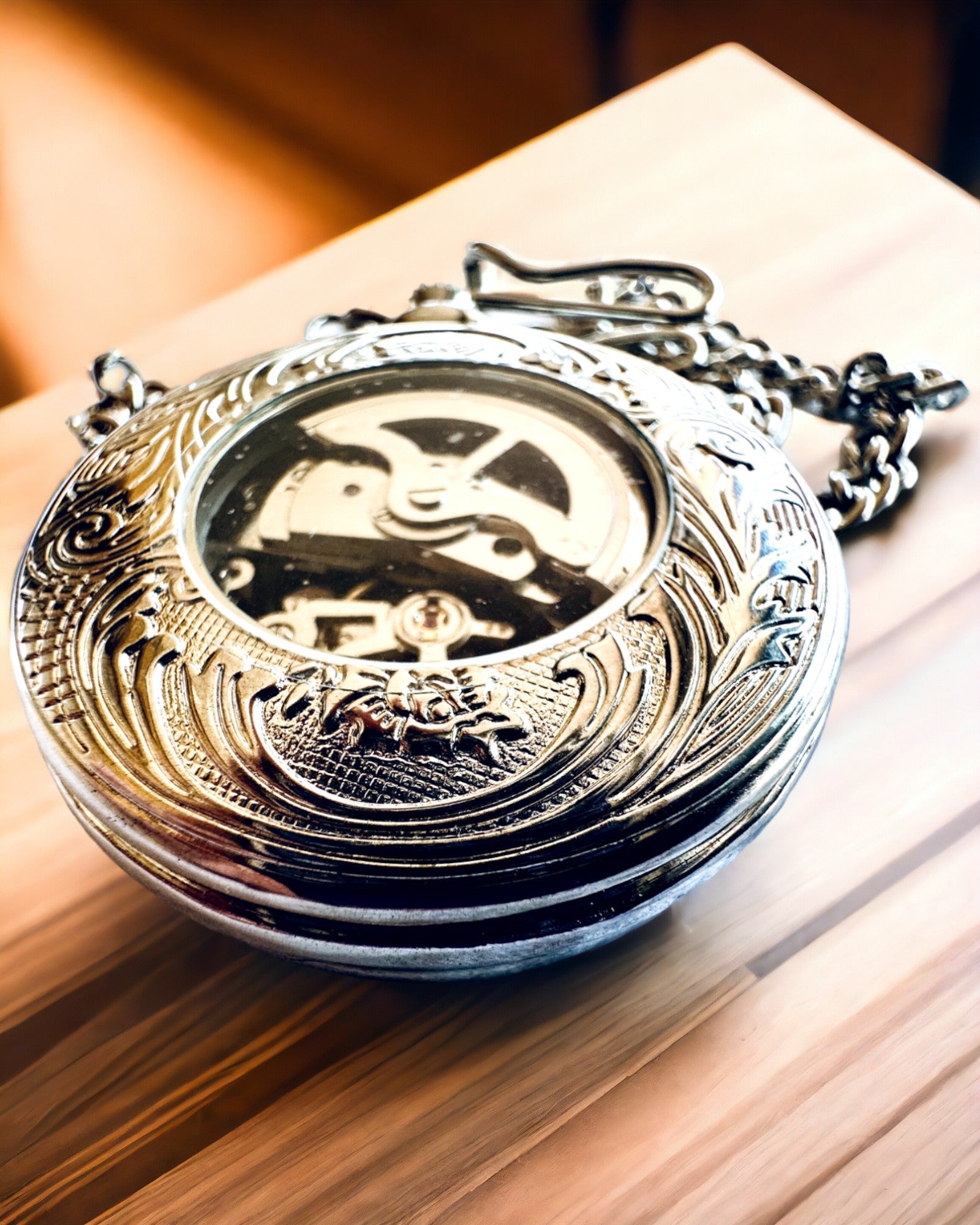 Hopeinen taskukello "Vintage Elegance" mahdollisuus personointiin kaiverruksella