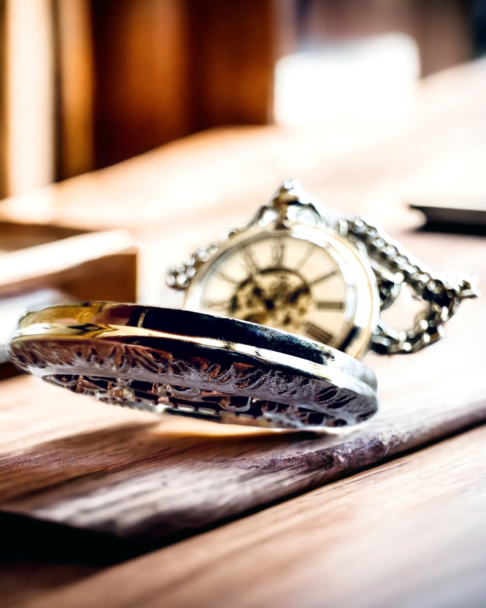 Hopeinen taskukello "Vintage Elegance" mahdollisuus personointiin kaiverruksella