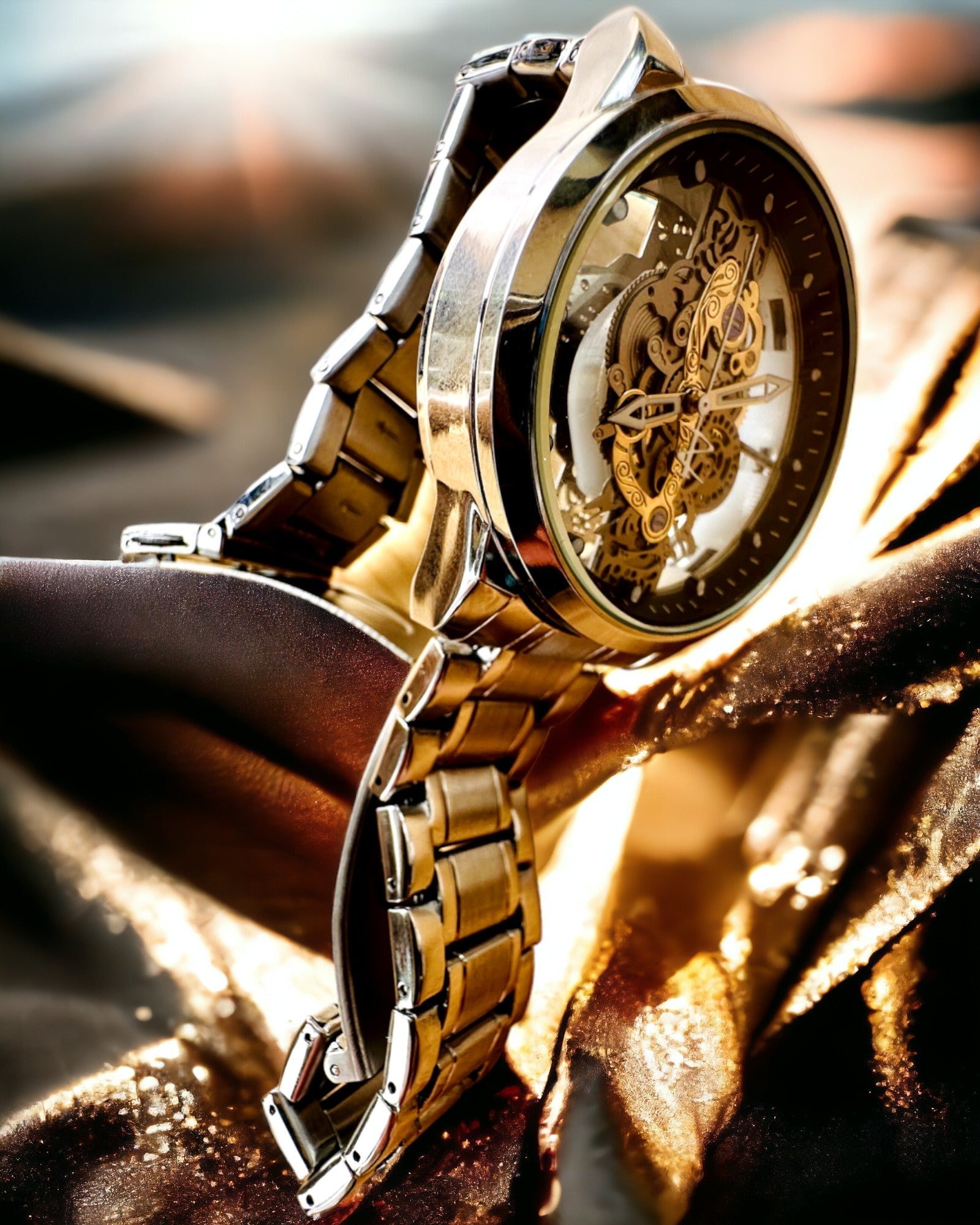 Tyylikäs miesten kello KIMSDUN Prestige Läpinäkyvä Mekanismi ja Urheilullinen Eleganssi, mahdollisuus personointiin kaiverruksella