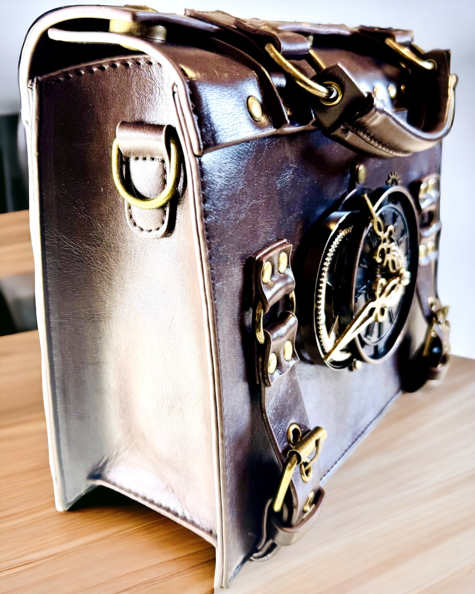 Vintage-kellokuvioinen crossbody-laukku - Monipuolinen PU-nahkatekstuurinen satchelkäsilaukku