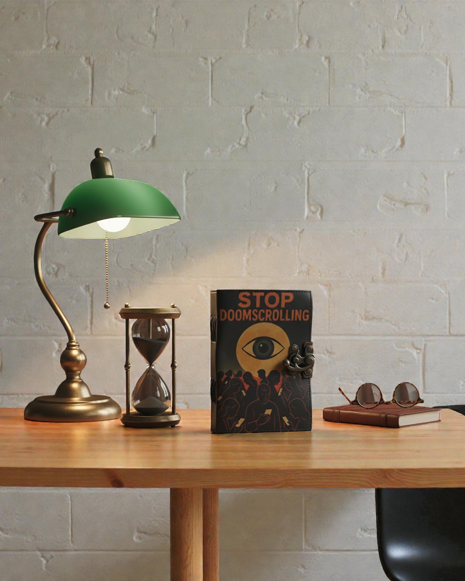 Nahkainen painettu muistikirja – Lopeta tuhoisa loputon selaaminen (17,8 × 12,7 cm)