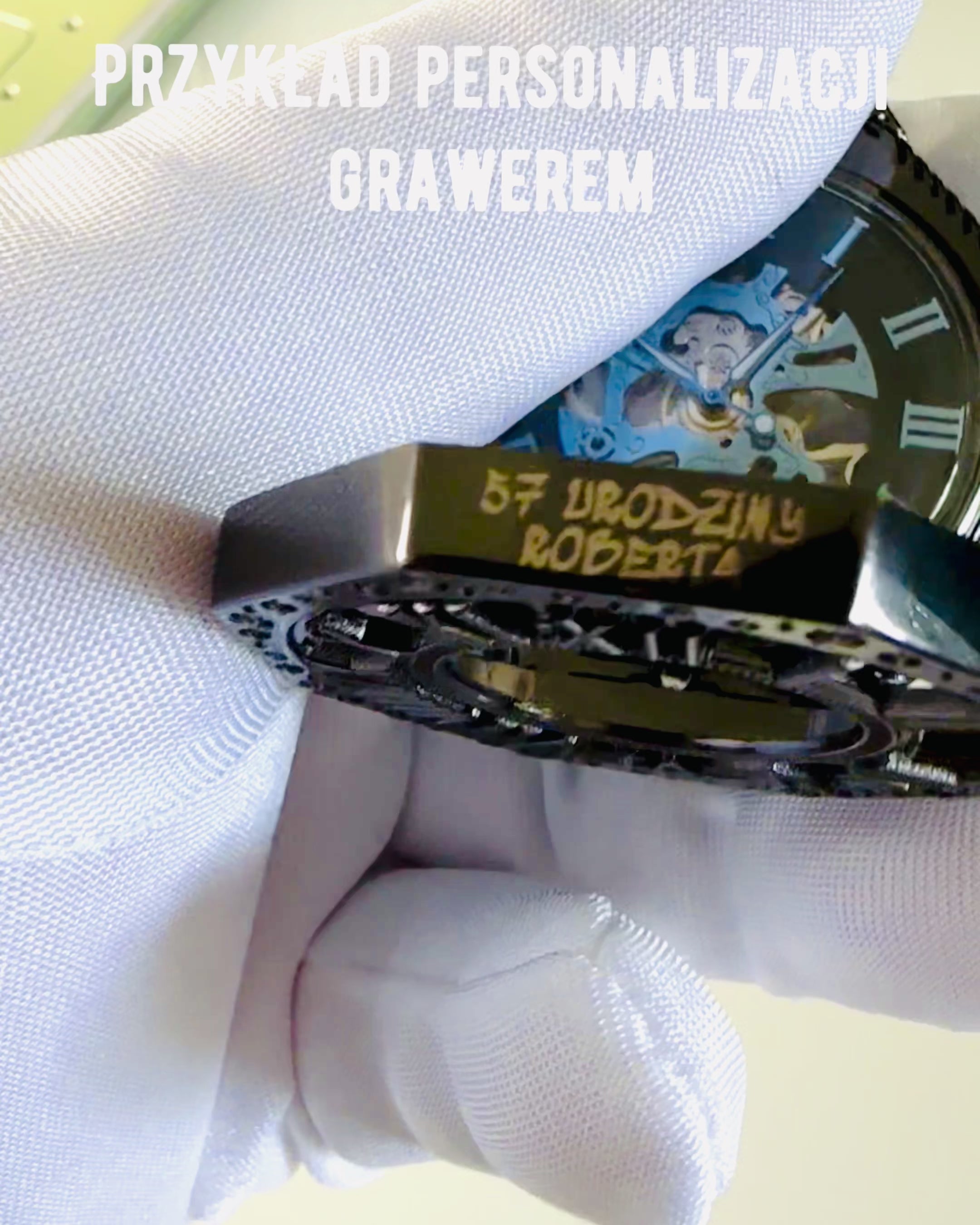 Klassinen Musta Steampunk Kahdeksankulmainen Mekaaninen Taskukello, Kaiverrus