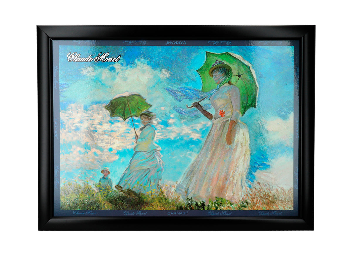 C. Monet’ „Naise vihmavarjuga” sülearvutialus, isikupärastatav ja graveeritav, elegantne ja kunstipärane, 30.5x40.5cm, ideaalne kingitus