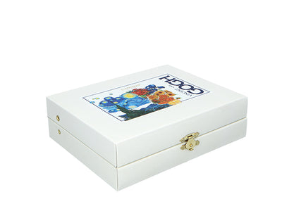 Setti: 6 24K-kullattua teelusikkaa ja 1 sokerilusikka - V. van Gogh, lajitelma, personoitavissa kaiverruksella, tyylikäs lahjapakkaus, mitat 13 cm