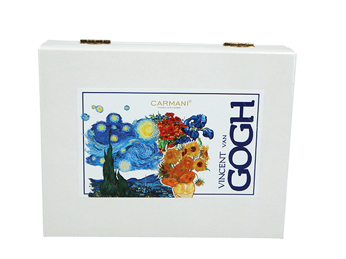 Setti: 6 24K-kullattua teelusikkaa ja 1 sokerilusikka - V. van Gogh, lajitelma, personoitavissa kaiverruksella, tyylikäs lahjapakkaus, mitat 13 cm