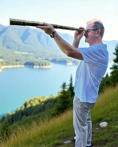 Luneta Królewska „Voyager 1818” – Ylellinen, Messinkinen, 83 cm, käsintehty, Aitoa Nahkaa oleva kotelo – Keräilyversio, personointi kaiverruksella lahjaksi