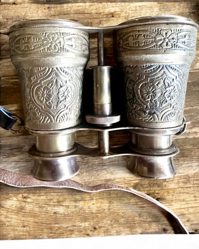 Kiikarit nahkaisella kotelolla Victorian's Eye, 11 cm Messinkiä, Käsin koristeltu, personointi kaiverruksella lahjaksi