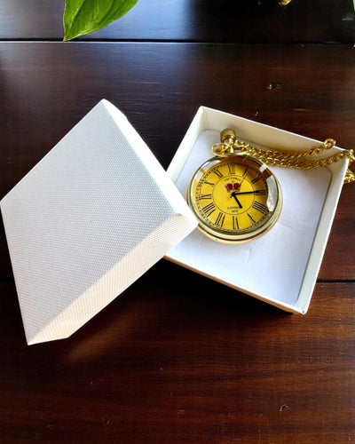 Taskukello "Victoria Crown" – Messinkinen, Käsintehty Intiassa, 5 cm leveä, japanilainen koneisto, mahdollisuus personointiin kaiverruksella lahjaksi