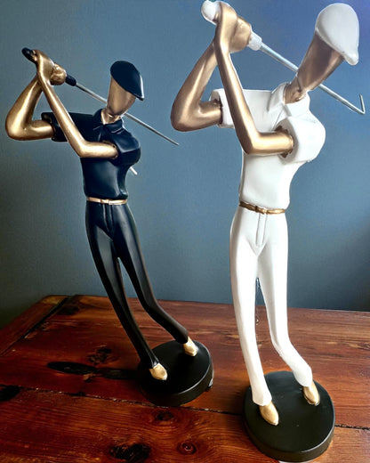 Golfarin figuuri "Swing Elegance", 24 cm korkea, koristeellinen kaiverrusmahdollisuudella lahjaksi