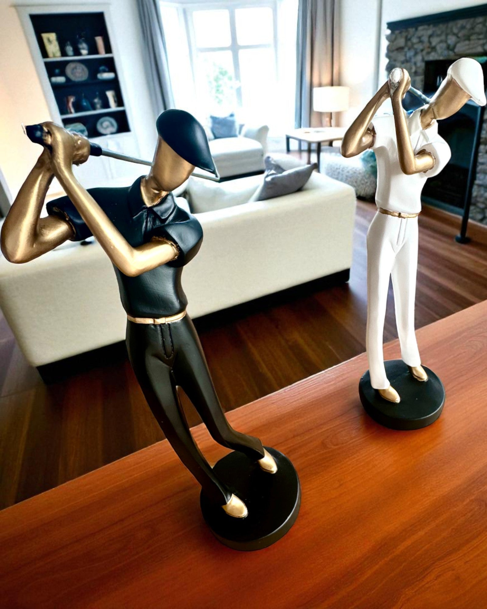 Golfarin figuuri "Swing Elegance", 24 cm korkea, koristeellinen kaiverrusmahdollisuudella lahjaksi