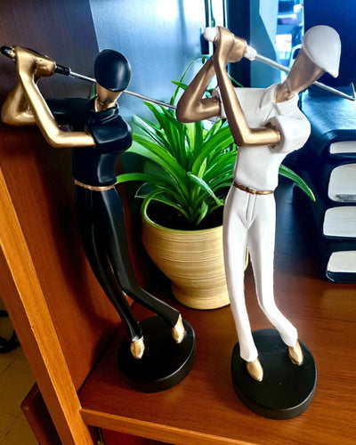 Golfarin figuuri "Swing Elegance", 24 cm korkea, koristeellinen kaiverrusmahdollisuudella lahjaksi