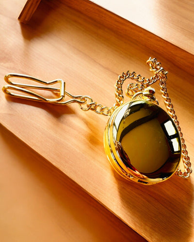 Grand Elegance Taskukello Kaksoiskannella, Manuaalinen, Kultainen Väri, kaiverruksella lahjaksi