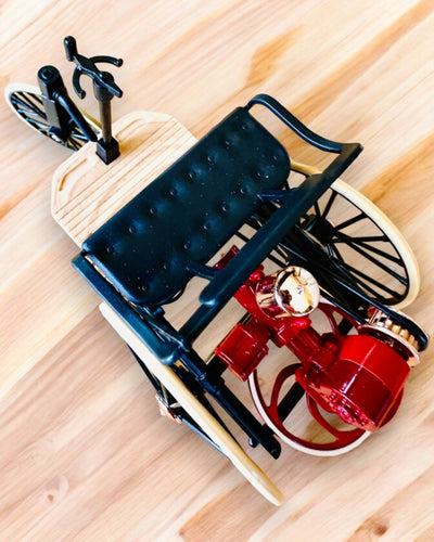 Retro Kolmipyöräinen Benz Patent-Motorwagen - Keräilymalli, personointi kaiverruksella lahjaksi