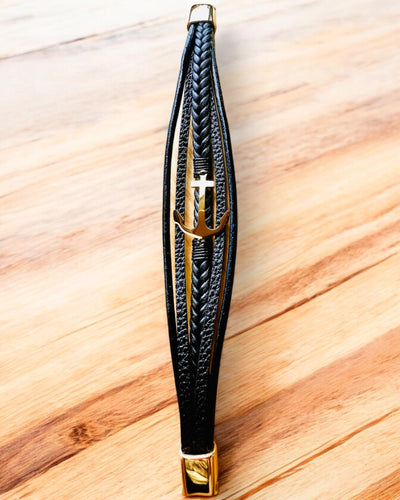 Miesten rannekoru Eleganssin Ankkuri kaiverrusvaihtoehdolla lahjaksi