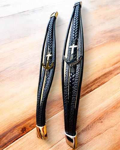 Miesten rannekoru Eleganssin Ankkuri kaiverrusvaihtoehdolla lahjaksi