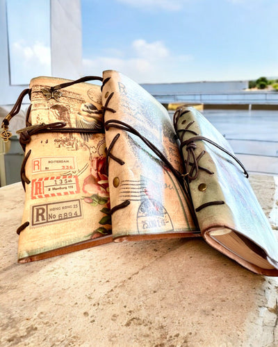 Vintage Memoire -muistikirja personoidulla kaiverruksella - 3 mallia valittavana, muistikirja lahjaksi