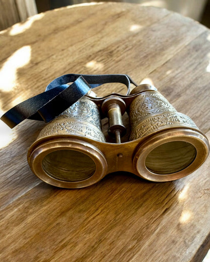 Kiikarit nahkaisella kotelolla Victorian's Eye, 11 cm Messinkiä, Käsin koristeltu, personointi kaiverruksella lahjaksi