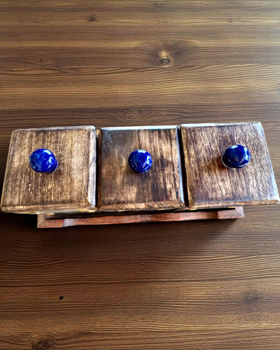 Royal Trio -setti – Tee, Kahvi, Sokeri shisham-puusta, käsintehty, kaiverrusvaihtoehdolla lahjaksi