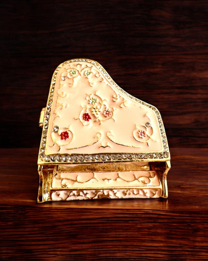 Tyylikäs korurasia "Mini Fortepiano - klassiset ruusut" - kaiverrusmahdollisuudella lahjaksi
