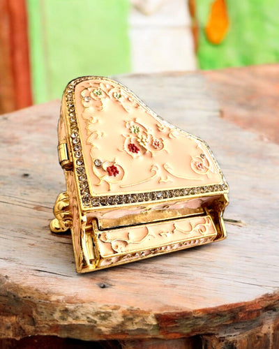 Tyylikäs korurasia "Mini Fortepiano - klassiset ruusut" - kaiverrusmahdollisuudella lahjaksi