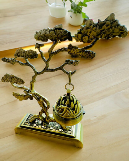 Tyylikäs metallinen bonsai-suitsuketeline - mahdollisuus personointiin kaiverruksella lahjaksi