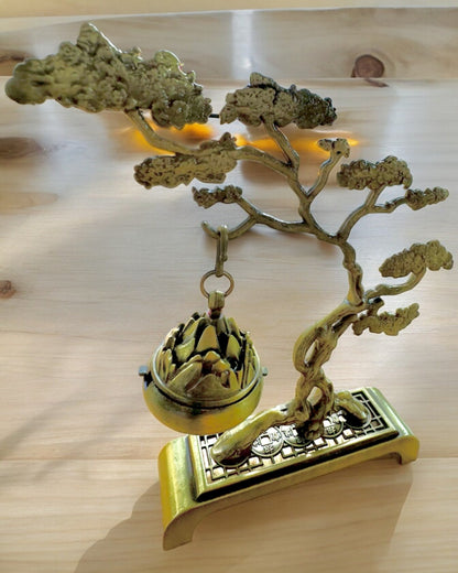 Tyylikäs metallinen bonsai-suitsuketeline - mahdollisuus personointiin kaiverruksella lahjaksi