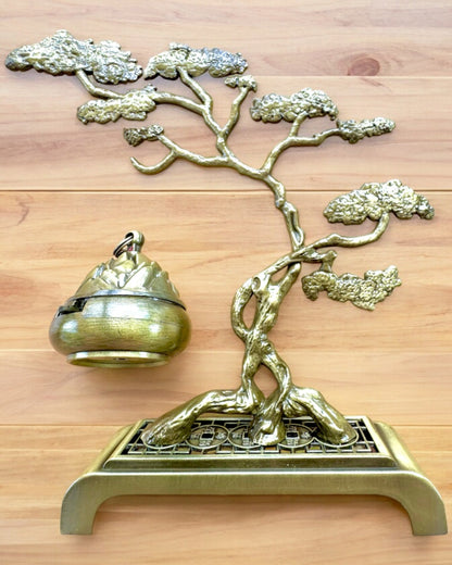 Tyylikäs metallinen bonsai-suitsuketeline - mahdollisuus personointiin kaiverruksella lahjaksi