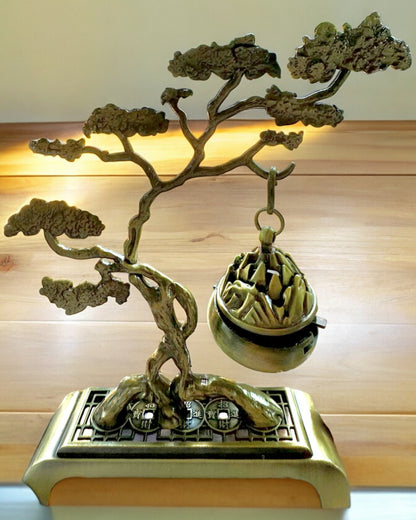 Tyylikäs metallinen bonsai-suitsuketeline - mahdollisuus personointiin kaiverruksella lahjaksi