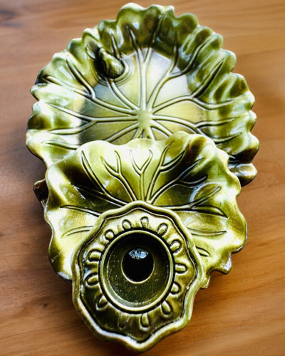 Tyylikäs metallinen lootuksenlehti suitsuketeline - 4 vaihtoehtoa valittavana, mahdollisuus personointiin kaiverruksella lahjaksi