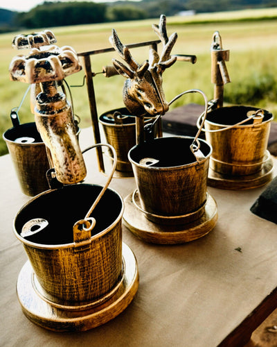 Tyylikäs metallinen tuhkakuppi "Rustic Charm" 19-23 cm korkeus, 8 vaihtoehtoa valittavana, kaiverrus pyynnöstä