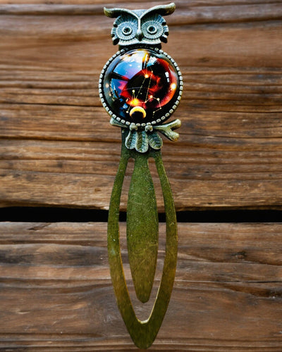 Kirjanmerkki "Sowa z Konstelacjami" - 12 vaihtoehtoa valittavana, personointi kaiverruksella