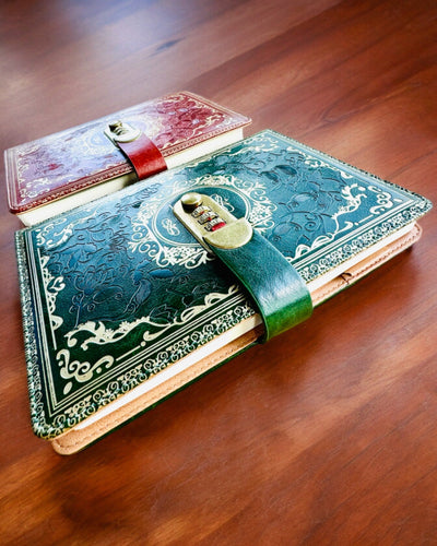 Eksklusiivinen Nahkainen Muistikirja "Sekretnik" A5 Salalukolla - personointi kaiverruksella