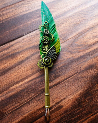 Kalligrafiakynä "Steampunk-tyylinen Eleganssi" Kalkkunan Sulalla - Käsintehty, 5 vaihtoehtoa valittavana, personointi kaiverruksella lahjaksi