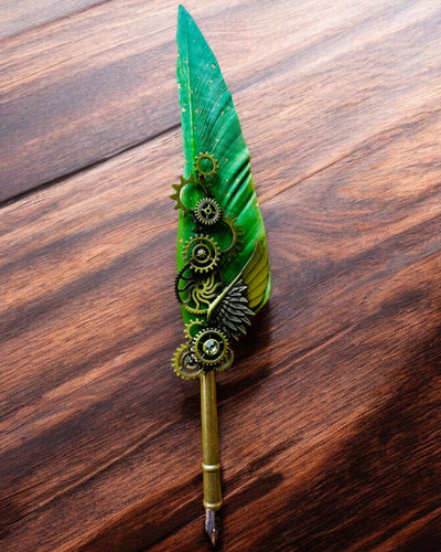 Kalligrafiakynä "Steampunk-tyylinen Eleganssi" Kalkkunan Sulalla - Käsintehty, 5 vaihtoehtoa valittavana, personointi kaiverruksella lahjaksi