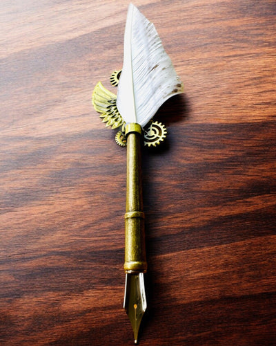 Kalligrafiakynä "Steampunk-tyylinen Eleganssi" Kalkkunan Sulalla - Käsintehty, 5 vaihtoehtoa valittavana, personointi kaiverruksella lahjaksi